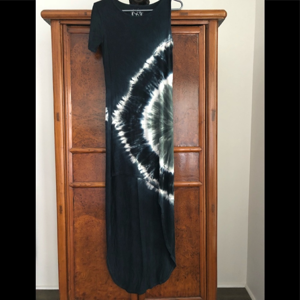 Blue Life Asymmetrical deep blue tie die dress